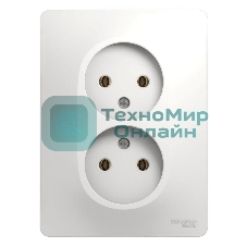 Розетка 2-м СП Glossa 16А IP20 без заземл. бел. SchE GSL000120