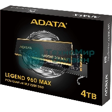 Накопитель SSD ADATA LEGEND 960 MAX, 4Tb, M.2 2280, PCIe 4.0 x4, NVMe, R/W 7400/6800, с радиатором