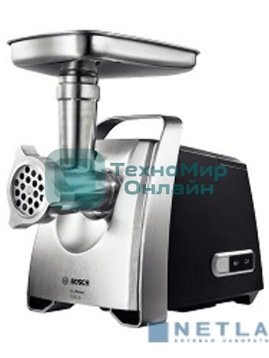 Мясорубка электрическая Bosch MFW68660 черный, 2200 Вт, 4.3 кг/мин, реверс, защита от перегрузки, металлический лоток, насадки - 10