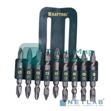 Набор KRAFTOOL Биты двухсторонние, в пласт. держателе, Cr-V, 9 предметов