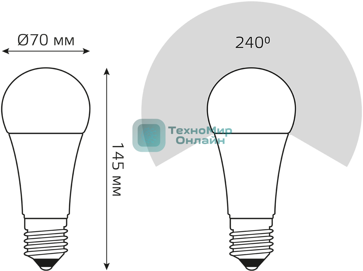 Лампа светодиодная Gauss Globe Elementary 30Вт цок.: E27 груша 220B св. свеч. белый нейт. А67 (упак.: 10 шт)