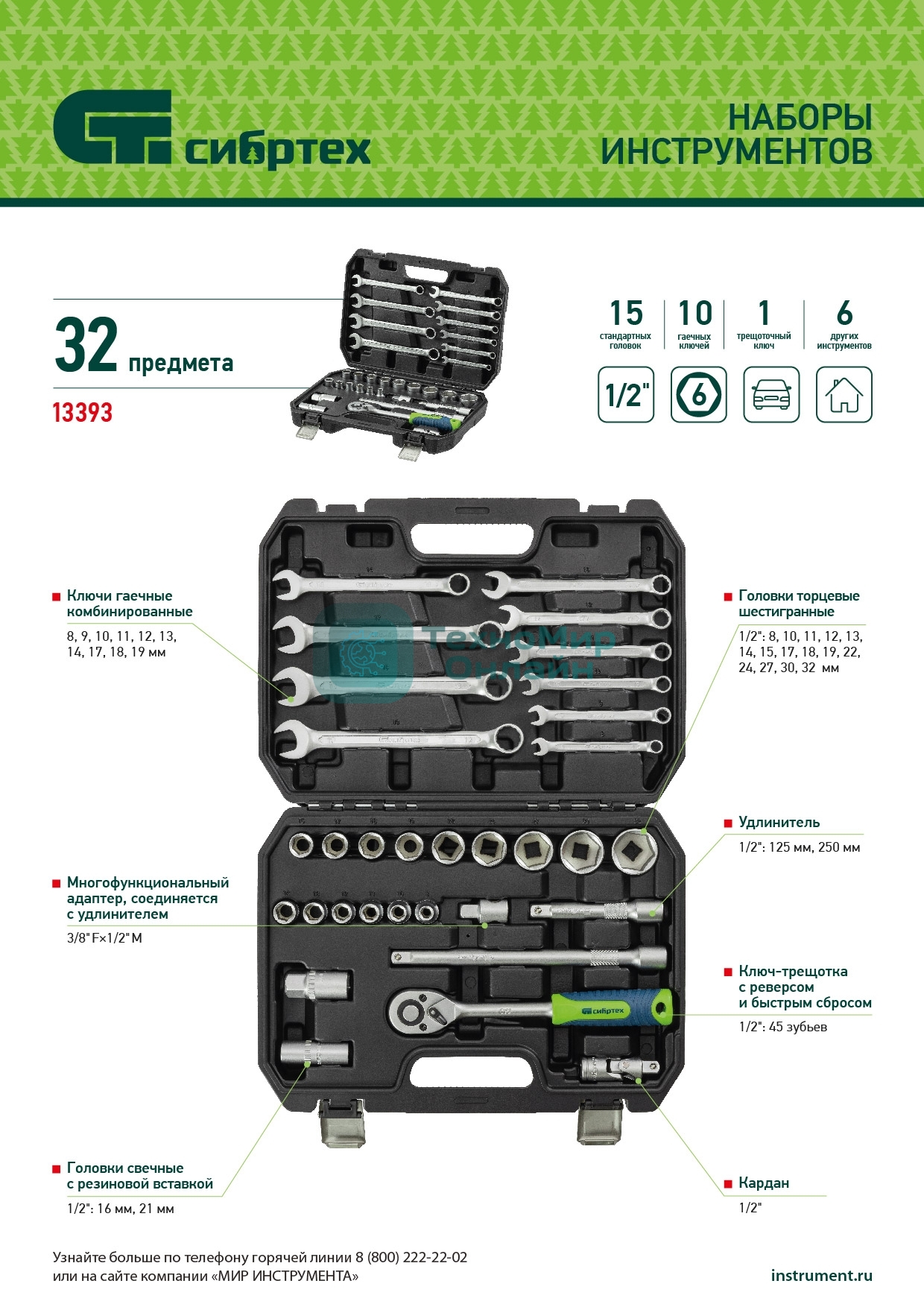 Набор инструментов Сибртех, 1/2