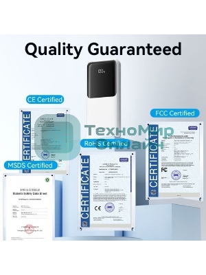 Портативный аккумулятор Vention Power Bank 10000mAh(Micro-USB/C/A/A) со встроенными кабелями 22.5W белый с LED Дисплеем, шт.