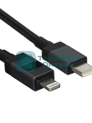 Кабель USB2.0 Hoco Type-C/Lightning, 2.4А, 27Вт,с дисплеем, X118, 1м, черный, коробка