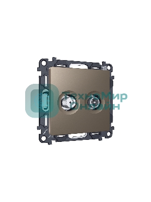 Комплект механизма розетки TV оконечной + SAT 5-862MHz 3.5dB/950-2150MHz 3.5dB ALFA Темная бронза матовый QUANT (AP6433, VM217) MA643310