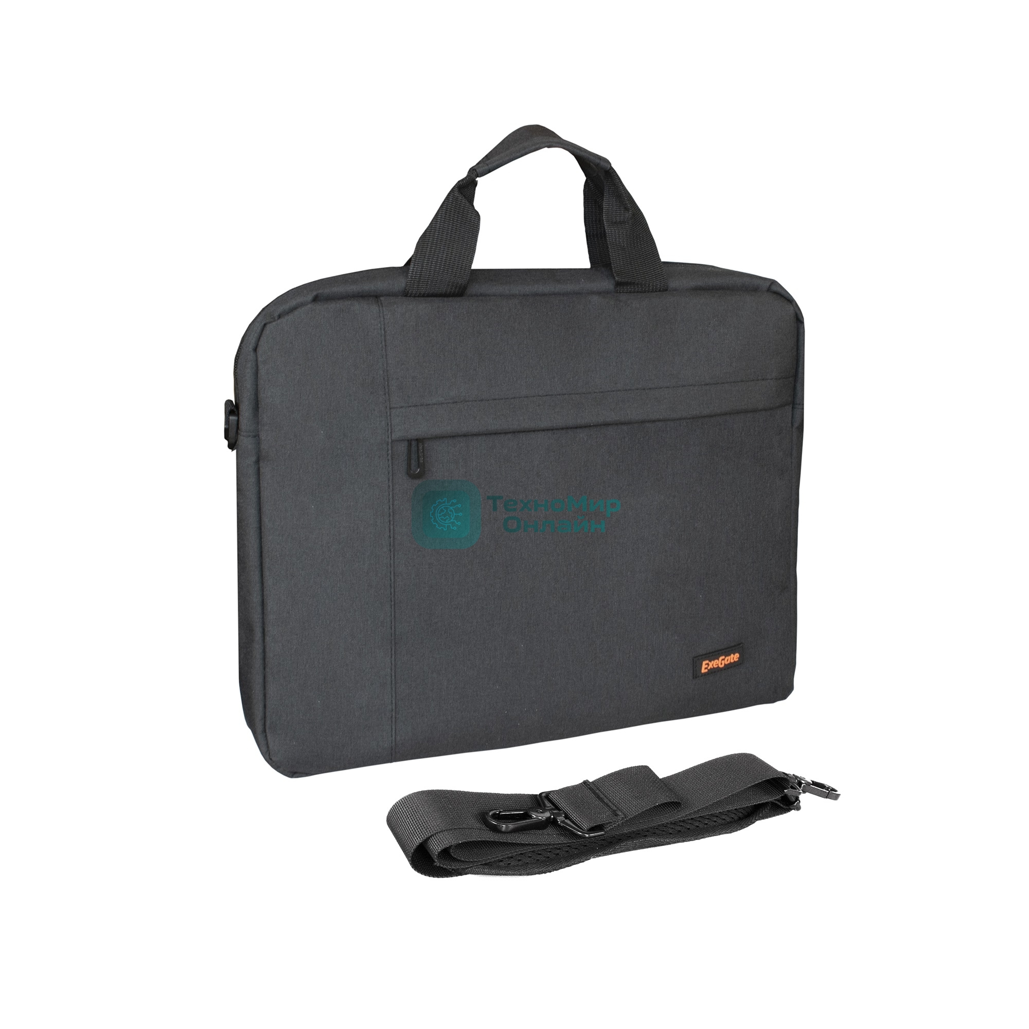 Сумка для ноутбука ExeGate Business ECC-215 Black, черная, полиэстер повышенной плотности 600D, 15.6