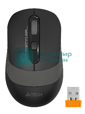 Мышь беспроводная A4Tech Fstyler FG10S черный/серый, 2000 dpi, радиоканал, USB, кнопки - 4