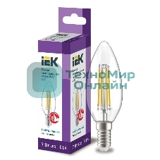 Лампа cветодиодная LED C35 IEK LLF-C35-7-230-40-E14-CL свеча прозр. 7Вт 230В 4000К E14 серия 360°