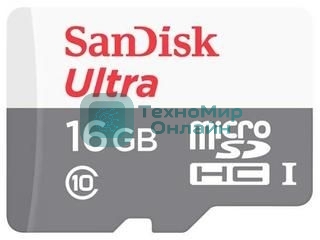 Флеш карта Sandisk Ultra microSDHC 16Gb 80Mb/s Class 10