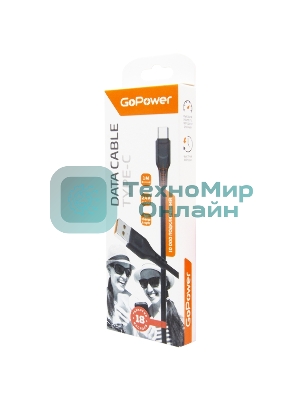 Кабель GoPower GP01T USB (m)-Type-C (m) 1.0м 2.4A ПВХ черный (1/800)