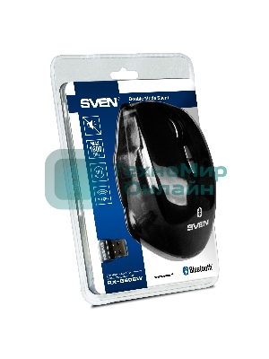 Мышь беспроводная SVEN RX-590SW черный, 1600 dpi, радиоканал, Bluetooth, USB, кнопки - 7