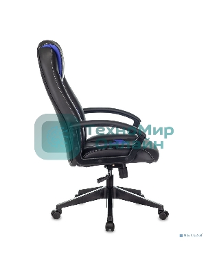 Кресло Zombie 8 черный/синий, экокожа, 120 кг, механизм качания