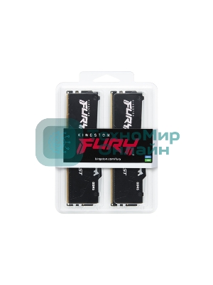 Оперативная память Kingston Fury Beast, DDR5, 64GB (2x32GB), 5600MHz, CL40, DIMM, с радиатором, RGB, черный