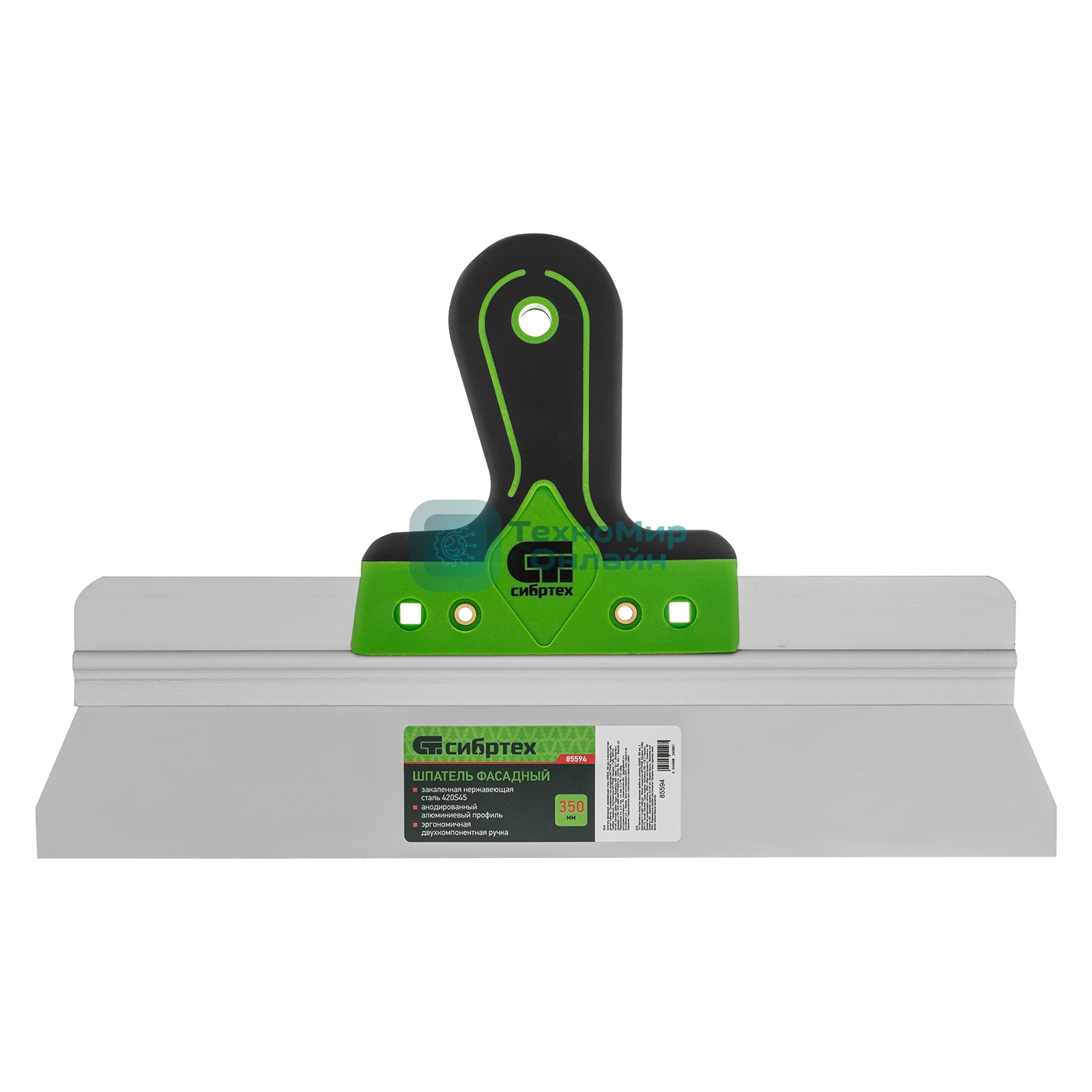 Шпатель фасадный Сибртех, нержавеющая сталь 420S45, 350 мм, двухкомпонентная рукоятка