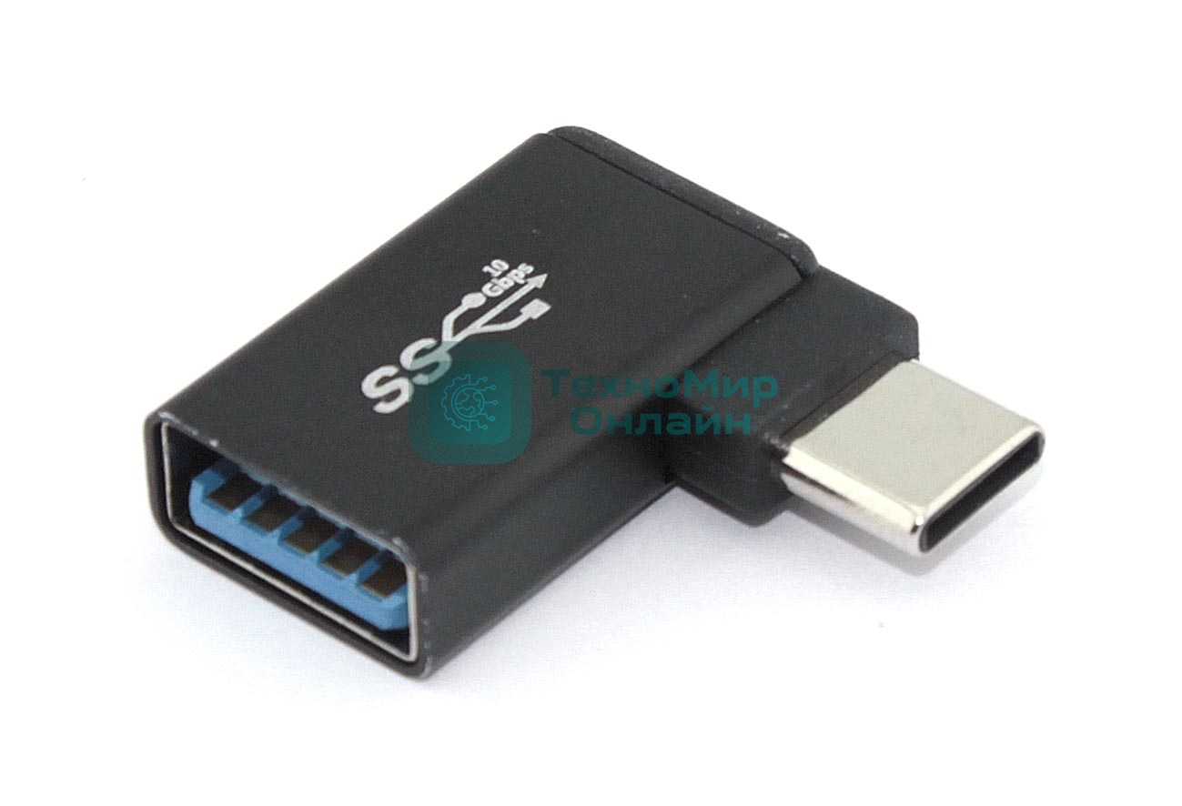 Переходник OTG USB Type A мама на Type-C папа угловой