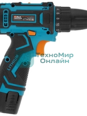 Дрель-шуруповерт Bort BAB-12x2Li-FD, 12 В, 1,5 Ач, 36 Нм, щеточный