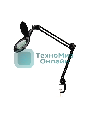 Лупа на струбцине Rexant, круглая, 5D, с подсветкой 56 SMD LED, черная