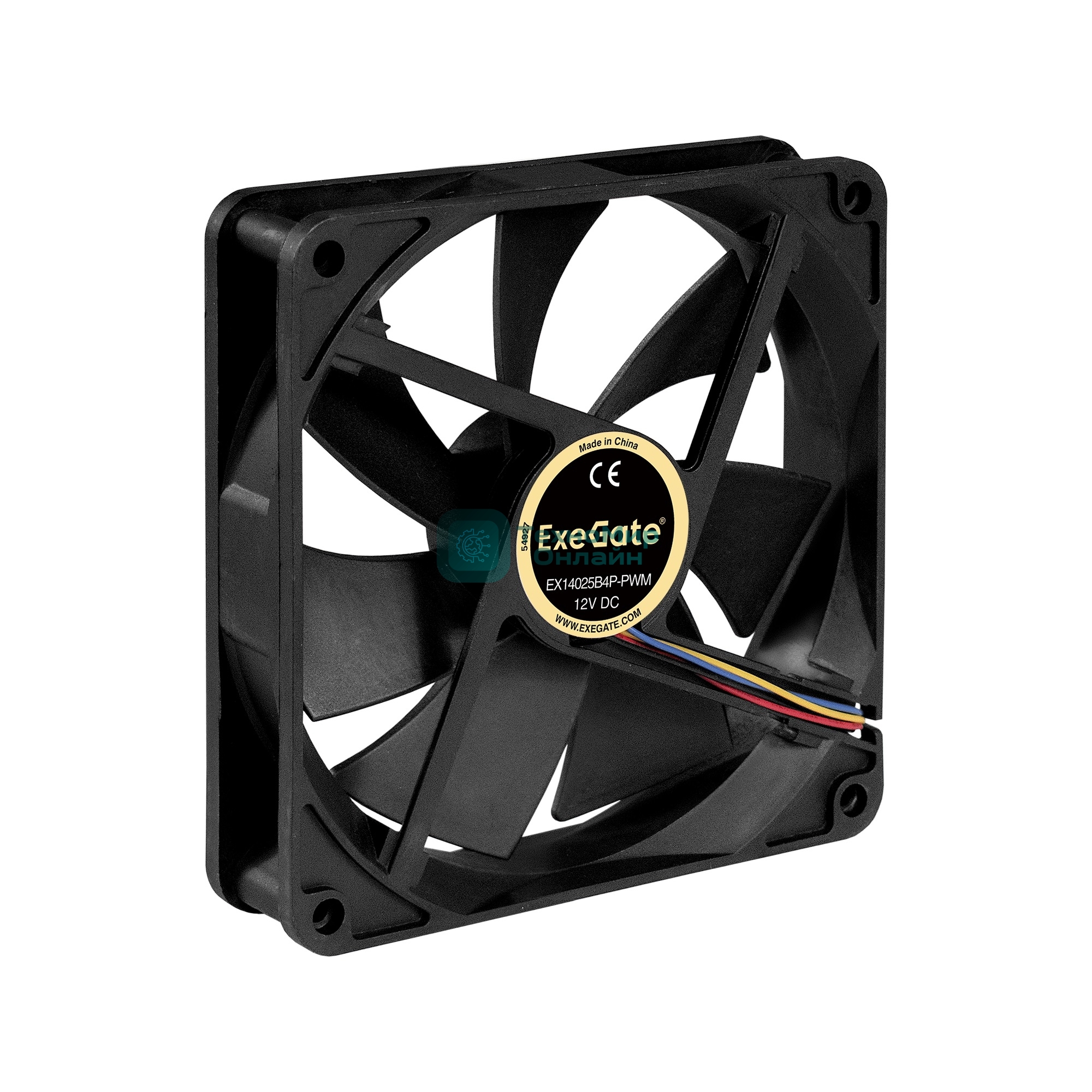 Вентилятор для корпуса ExeGate EX14025B4P-PWM черный, 140 мм, 1200 об/мин, 28 дБ, 4 pin