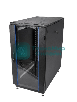 Шкаф коммутационный ЦМО ШТК-М-18.6.6-1ААА-9005 18U 600x600 мм пер. дв. стекл задн. дв. стал.лист 2 бок. пан. направл. под закл.гайки 270 кг черный