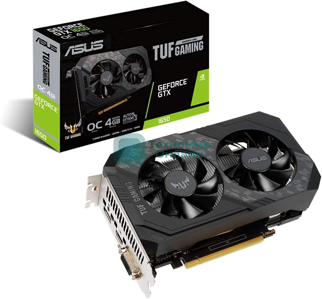 Видеокарта Asus TUF-GTX1650-O4GD6-P-V2-GAMING PCI-E NVIDIA GeForce GTX 1650 4096Mb 128 GDDR6 1635/12000 DVIx1 HDMIx1 DPx1 HDCP Ret