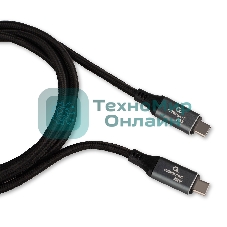 Кабель USB4.0 Cablexpert CC-USB4-CMCM-BR-1.8M, Type-C/Type-C, 5А, 240Вт, PD3.1/QC4.0, 40Gbps, медь, Pro, 1.8м, черный, пакет