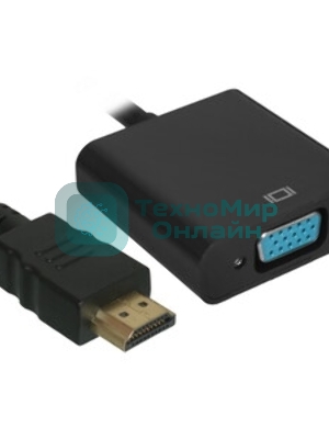 Кабель HDMI->VGA Cablexpert A-HDMI-VGA-03-6, 19M/15M + 3.5Jack, медь, позол.разъемы, 1.8м, черный, пакет