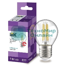 Лампа cветодиодная LED G45 шар прозр. IEK LLF-G45-7-230-40-E27-CL 7Вт 230В 4000К E27 серия 360°