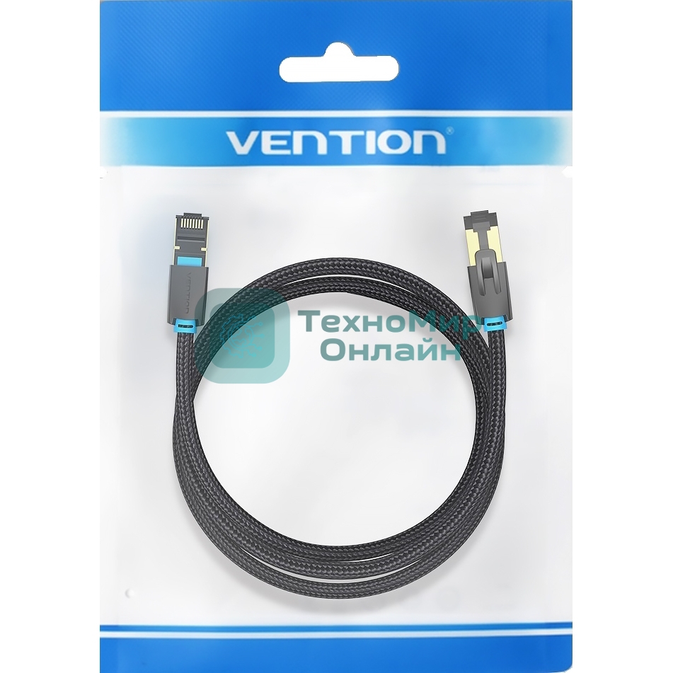 Патч-корд Vention прямой SFTP cat.8 RJ45 - 5м. черный Тканевая оплетка
