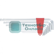 Набор ключей имбусовых Matrix HEX, 2–12 мм, CrV, 9 шт., экстра-длинные, c шаром, сатин.