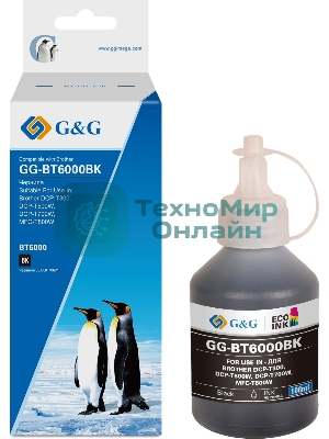 Чернила G&G GG-BT6000BK черный108мл для Brother HL-1110/1112A/1210/1212;DCP-1510/1512/1