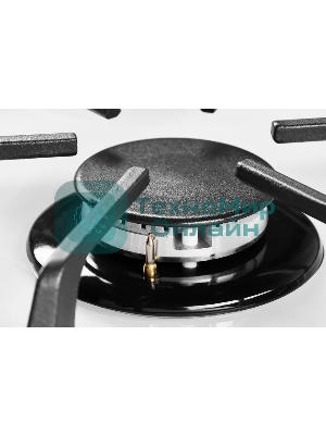 Газовая варочная панель Kuppersberg FG 62 W Газовая варочная панель, закаленное стекло, ширина 60 см, 4 газовые конфорки, WOK конфорка(3,8 кВт), автоподжиг, газ-контроль, чугунные решетки, белый