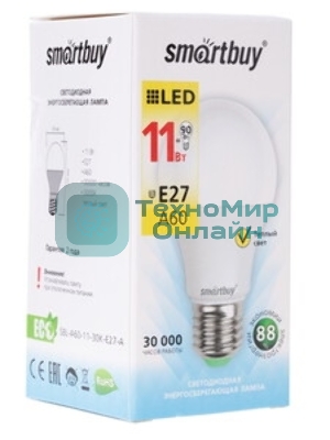 Светодиодная лампа Smartbuy-A60-11W/3000/E27