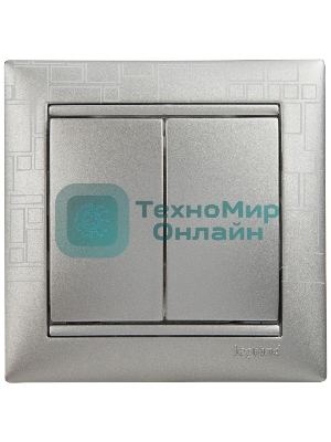 Механизм выключателя 2-кл. СП Valena 10А IP31 алюм. Leg 770105