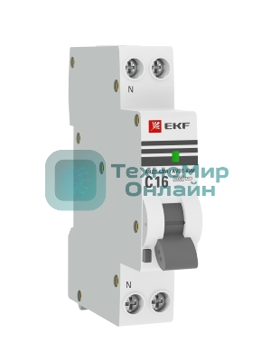 Выключатель автоматический дифференциального тока 63М EKF DA63M-16-30 16А/30мА (1мод., хар.C, электронный тип AC) 6кА EKF PROxima