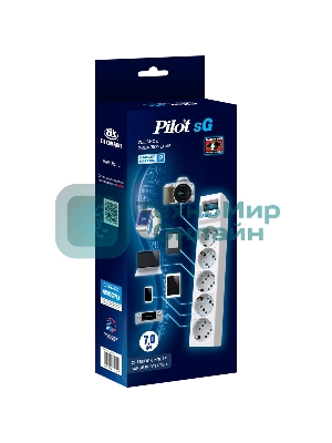 Сетевой фильтр ZIS PILOT Surge protector Pilot SG5 5 outlets (GP), 10A/2.2kVt, automatic circuit-breaker, 7 m
