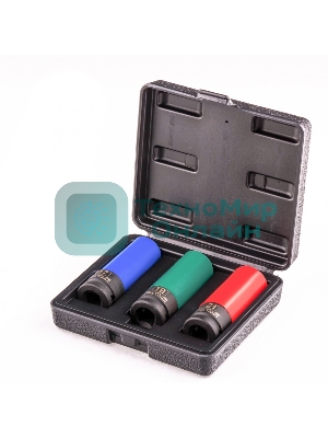 Набор головок ударных 6-гранных удлиненных для колесных дисков (17,19,21 мм) 1/2