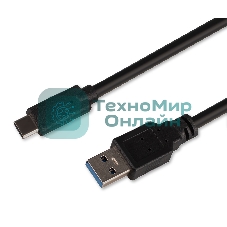 Кабель USB3.0 Cablexpert CCP-USB3-AMCM-3M, AM/Type-C, 3А, 36Вт, QC3.0, медь, двойн.экран, Pro, 3м, черный, пакет