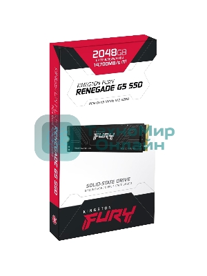Накопитель SSD Kingston Fury Renegade, 2Tb, M.2(22x80мм), NVMe, PCIe 5.0 x4, 3D TLC, R/W 14700/14000Mb/s, IOPs 2 200 000/2 200 000, TbW 2000, DWPD 0.5 (12 мес)