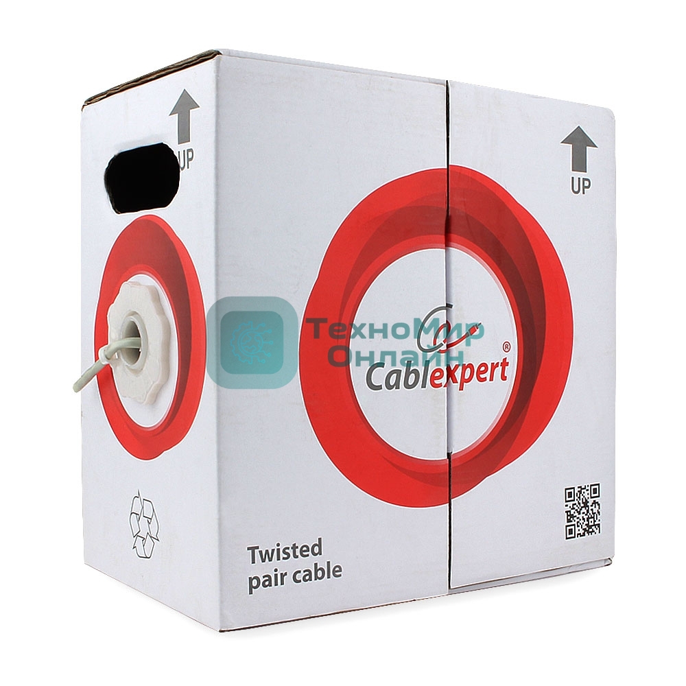 Кабель Cablexpert, UTP5e, 4 пары, 0.40 мм, CCA, однож., 100 м, серый