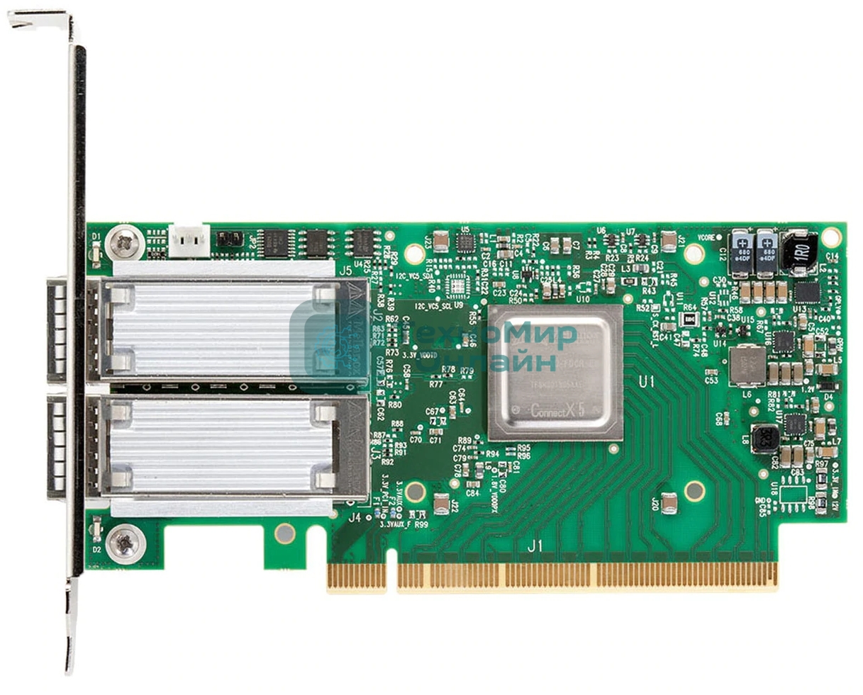 Сетевая карта Infiniband ConnectX®-5 Ex VPI adapter card, EDR IB (100Gb/s) and 100GbE, dual-port QSFP28, PCIe4.0 x16, tall bracket