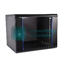 Шкаф телеком. настенный разборный 15U (600х350) дверь стекло, черный (ШРН-Э-15.350-9005)