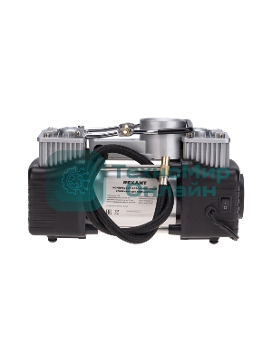 Компрессор поршневой автомобильный Rexant усиленный двухпоршневой с цифровым манометром и функцией автостоп (60л/мин, 10 АТМ)