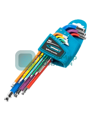 Набор ключей Gross 16400 имбусовых hex 1.5–10мм s2 9шт магнит экстра-длин. с шаром хром/краска