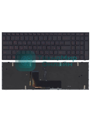 Клавиатура для ноутбука DNS Clevo P651 черная с рамкой с подсветкой