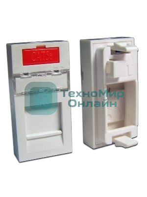 Вставка 22.5x45 на 1 кейстоун, со шторкой, маркировкой и иконкой, белая