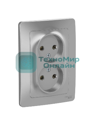 Розетка 2-м СП Blanca 16А 250В без шторок без заземл. алюм. SchE BLNRS000023