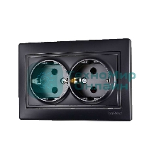 Розетка 2-м СП Мира 16А IP20 с заземл. керам. черный бархат LEZARD 701-4242-127