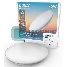 Светильник GaussSmartHome наст-потол 25W2000lm2700-6500К198-264V IP20 400x70мм изм.цвет.тем.+дим LED1/5