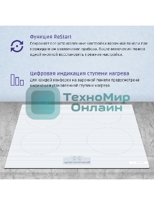Индукционная варочная панель Bosch PUE612BB1J, 60 см, индукция,сенсорное управление, белый