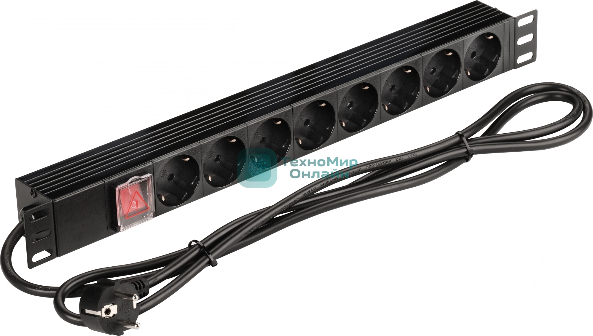 Блок распределения питания Lanmaster NM-PD16A-8XSH+S-2.0 гор.размещ. 8xSchuko базовые 16A Schuko 2м